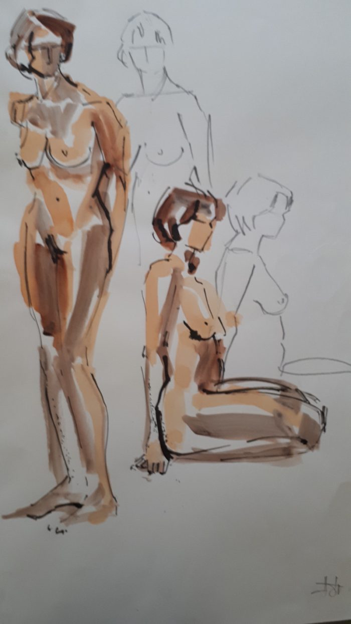 Horst Drumel, Akt, 40x50cm, Aquarell