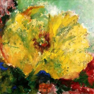 Elisabeth Schwandter, Flower-Power, 90x90 cm, Acryl auf Leinwand