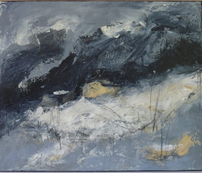 Landschaft grau, 60x50 cm, Mischtechnik, Maria Sandner