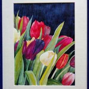 Ursula Illgner, Tulpen, 60x40 cm, Aquarell, gerahmt,