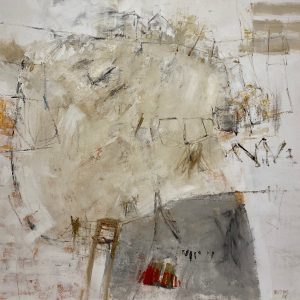 Petra Treffner, Terra Mystica, 100x100 cm gerahmt, Acryl/Zellulose auf Papier