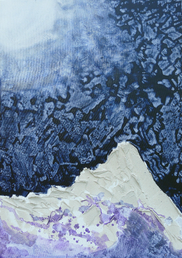 Elisabeth Schwandter, Schneeberg im Mondlicht, 70x50 cm, Mixed Media