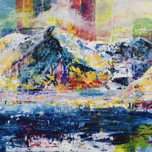 Joanna Rockermüller, Alpenblick, 100x40 cm, Acryl auf Leinwand