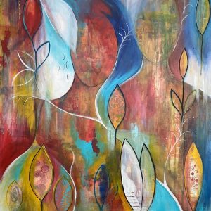 Cordula Altersberger, Der Mensch und das Blatt, Acryl auf LW