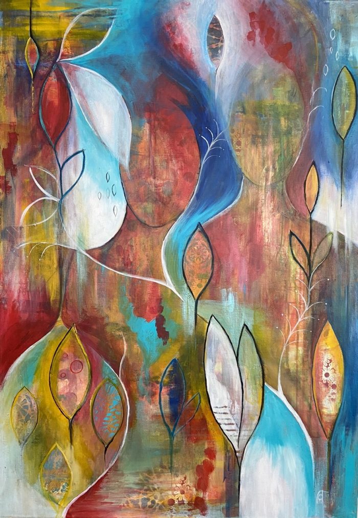 Cordula Altersberger, Der Mensch und das Blatt, Acryl auf LW