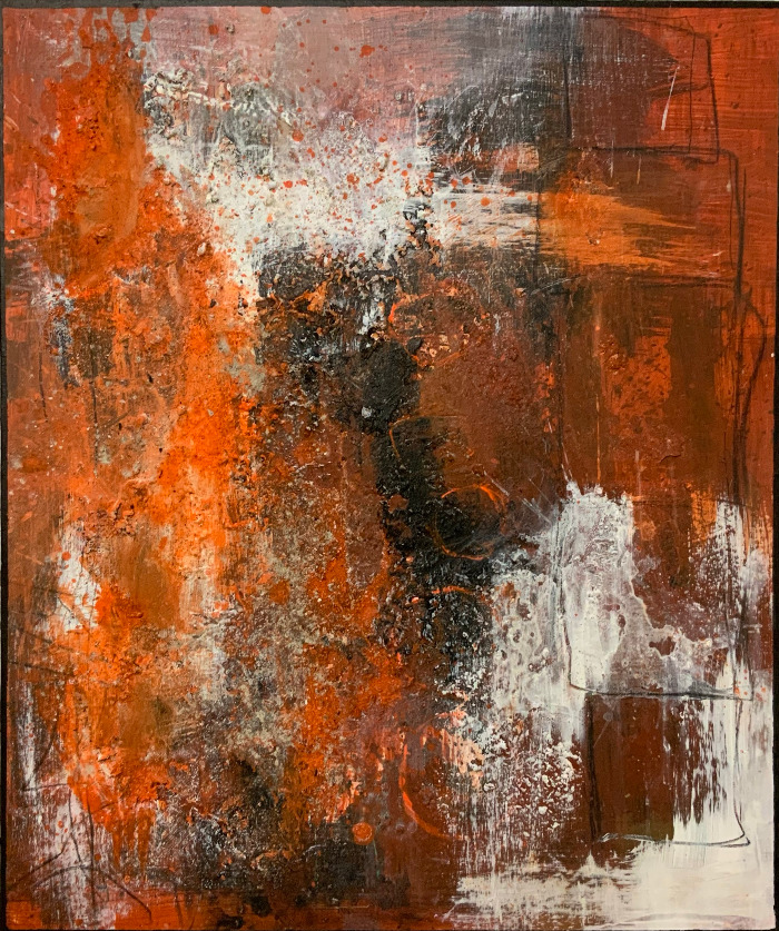 Cordula Altersberger, orange tea, 50x60cm, Mixed media