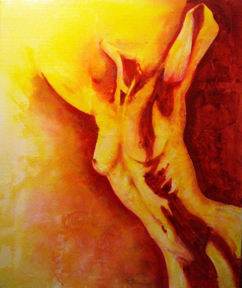 Peter Strauß, Akt weiblich, 50x60cm, Acryl auf Leinwand
