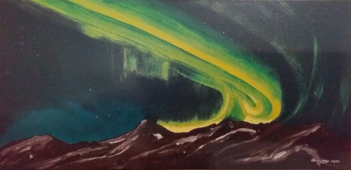 Johann Breitegger, Polarlicht, 40x80cm, Acryl auf Leinen