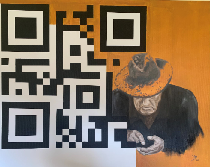 Manuela Molzbichler,Digital. 100x80cm, Acryl/Öl auf Leinen