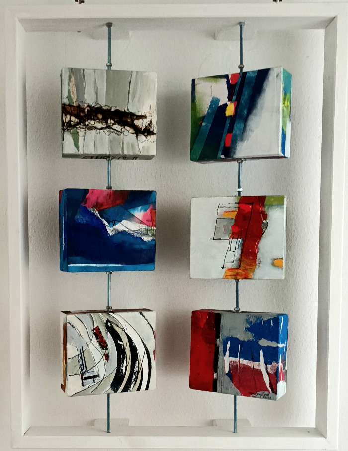 Margret Joch, 80x60cm, Mischtechnik auf Holz/Karton 360° drehbar