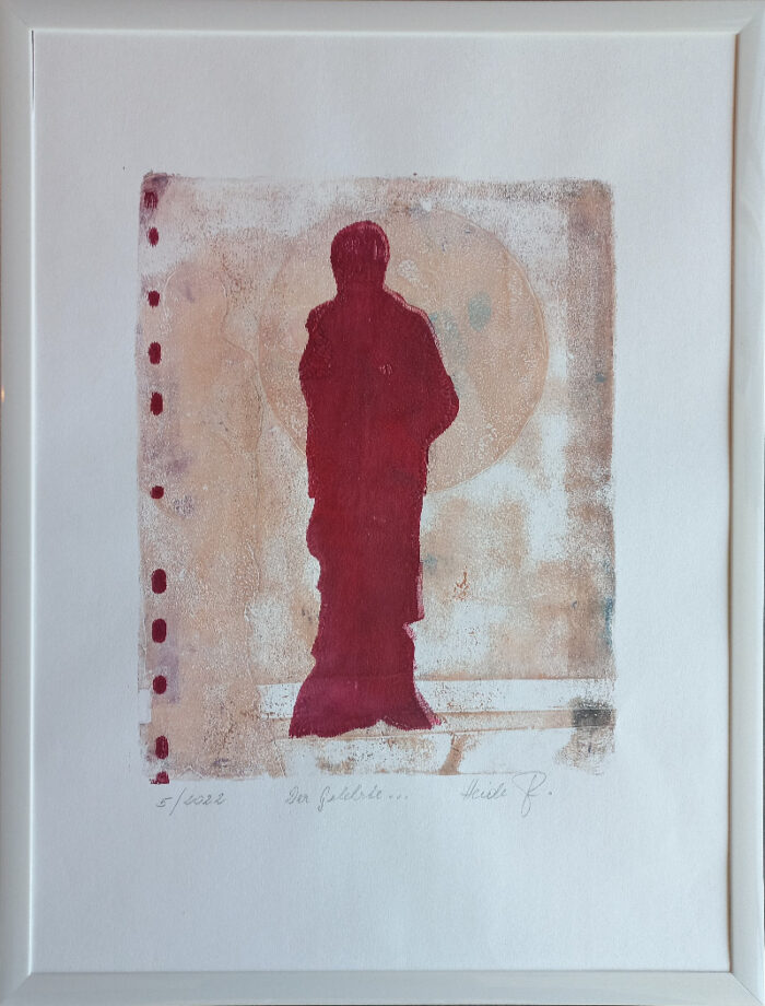 Heidi Pucher, Der Gelehrte, 32x42 cm gerahmt, Monoprint